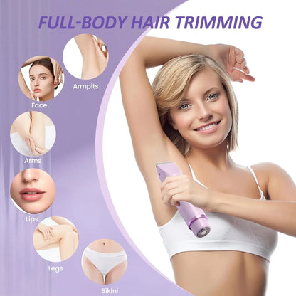 Electric Razors for Women 2 in 1 Electric Shaver for Pubic Hair Trimmer IPX7 Waterproof Wet&Dry Use Bikini Shaver for Body