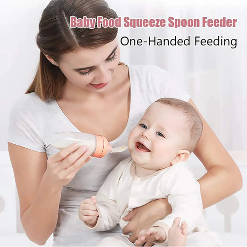 Toddler Squeeze Feeding Spoon Milk Bottle Training Feeder Food Supplement