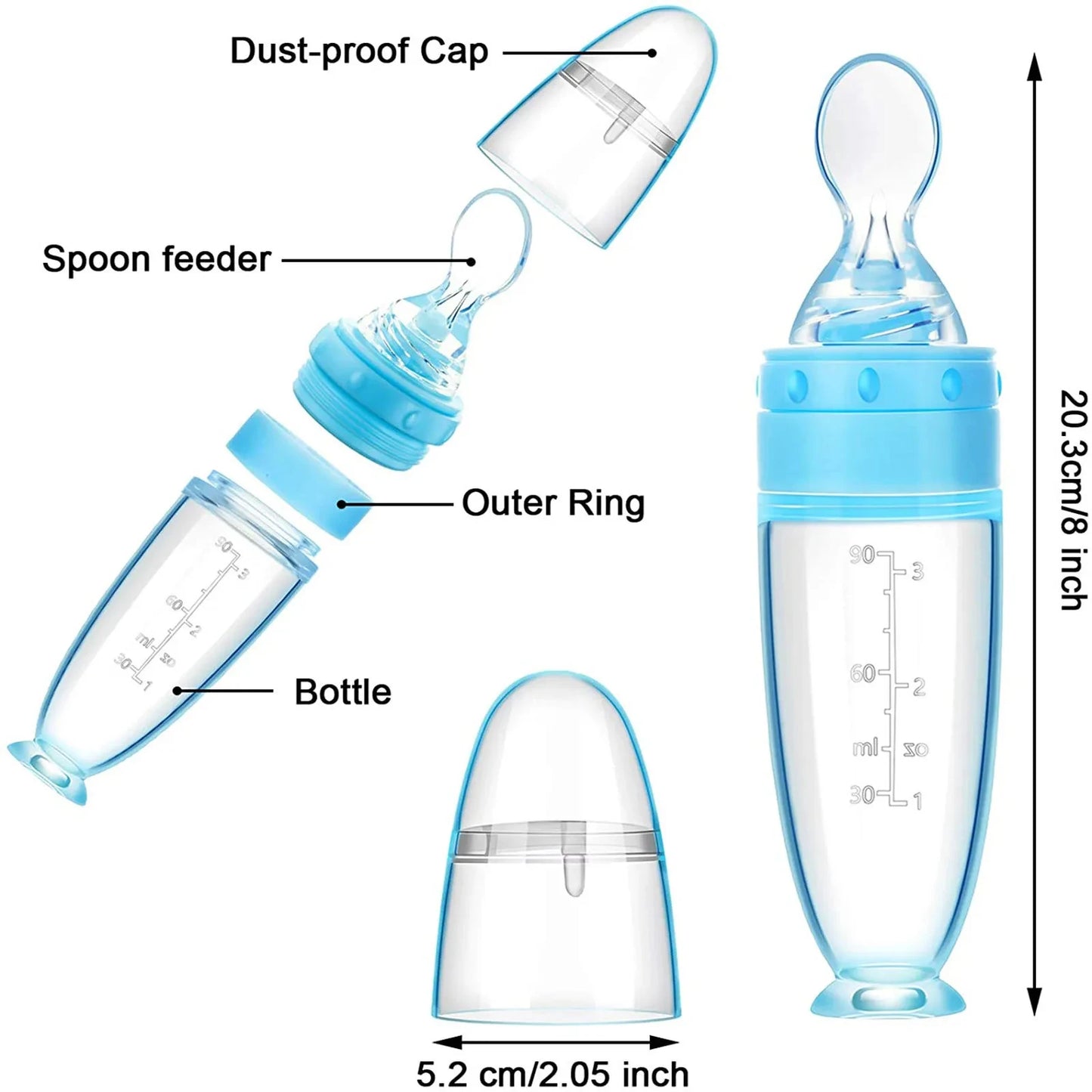 Toddler Squeeze Feeding Spoon Milk Bottle Training Feeder Food Supplement