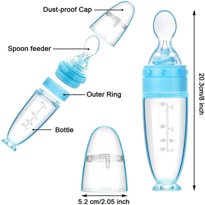 Toddler Squeeze Feeding Spoon Milk Bottle Training Feeder Food Supplement