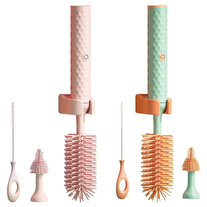 Electric Bottle Brush Waterproof 360 Degree Rotating Long Handled Silicone Straw Pacifier Cleaning Brush Bay