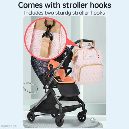 Baby Diaper Bag with Stroller Hooks Portable Baby Crib Diaper Changing Pad Baby Carrier Bag for Mom Backpack