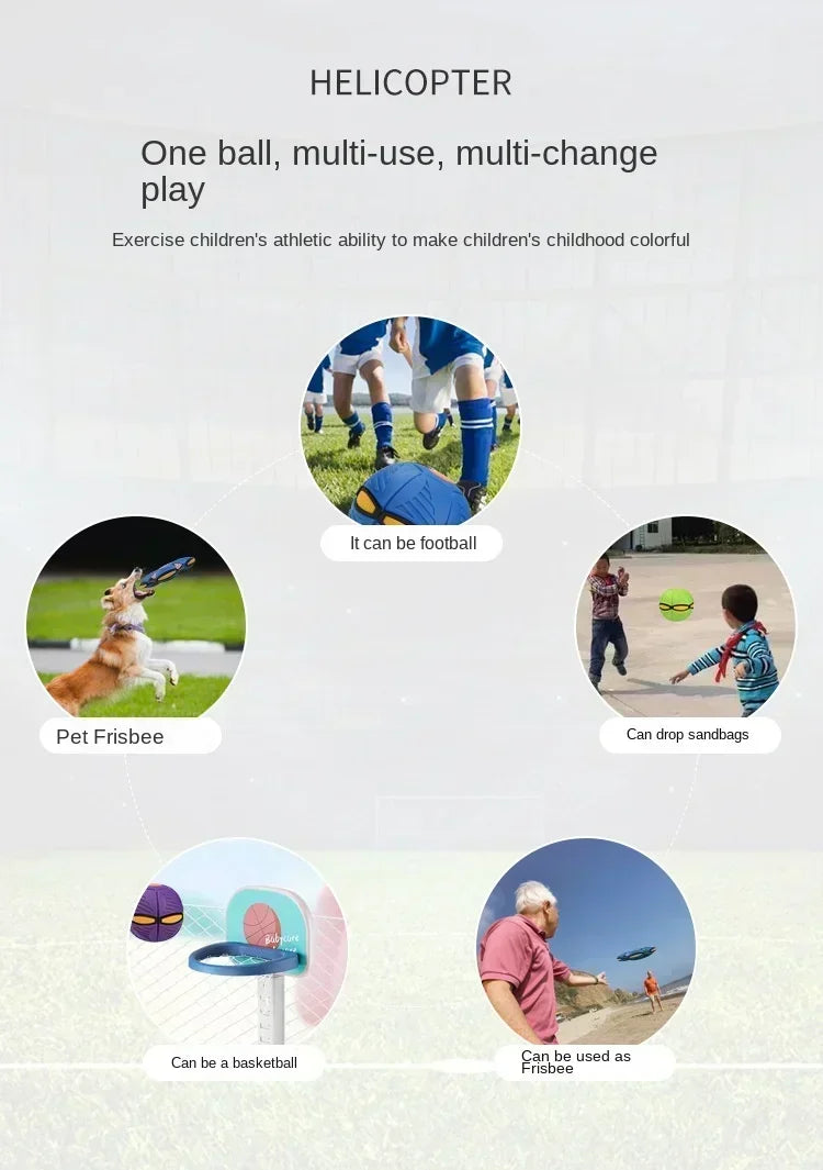 Outdoor Fun Toys Boy Girls Flying Saucer Ball Magic Deformation UFO with NO Led Light