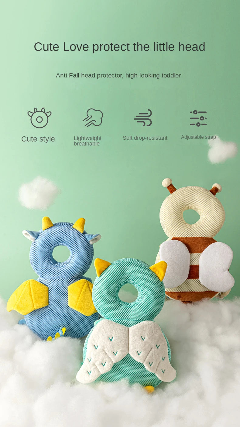 Head Back Protector Baby Protect Pillow Learn Walk Head Protector Cushion Anti Fall Backward Cap Carry Cartoon Kids Safe