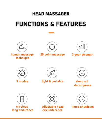 20 Massage Heads Orange Scalp Massager - Red Light Vibrating Octopus Scratcher for Relaxation, Stress Relief