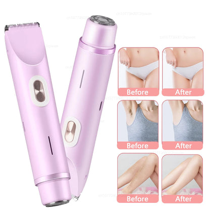 Electric Razors for Women 2 in 1 Electric Shaver for Pubic Hair Trimmer IPX7 Waterproof Wet&Dry Use Bikini Shaver for Body