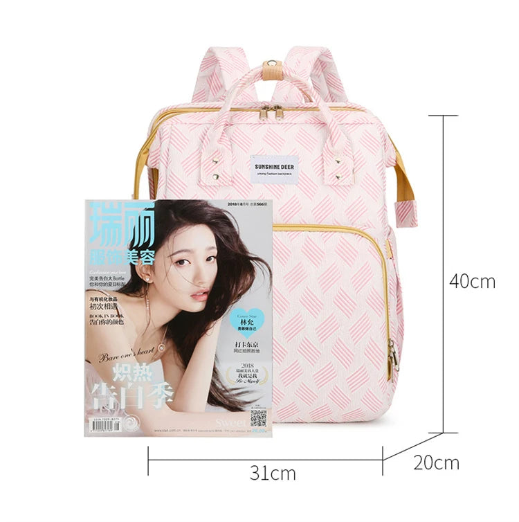Baby Diaper Bag with Stroller Hooks Portable Baby Crib Diaper Changing Pad Baby Carrier Bag for Mom Backpack